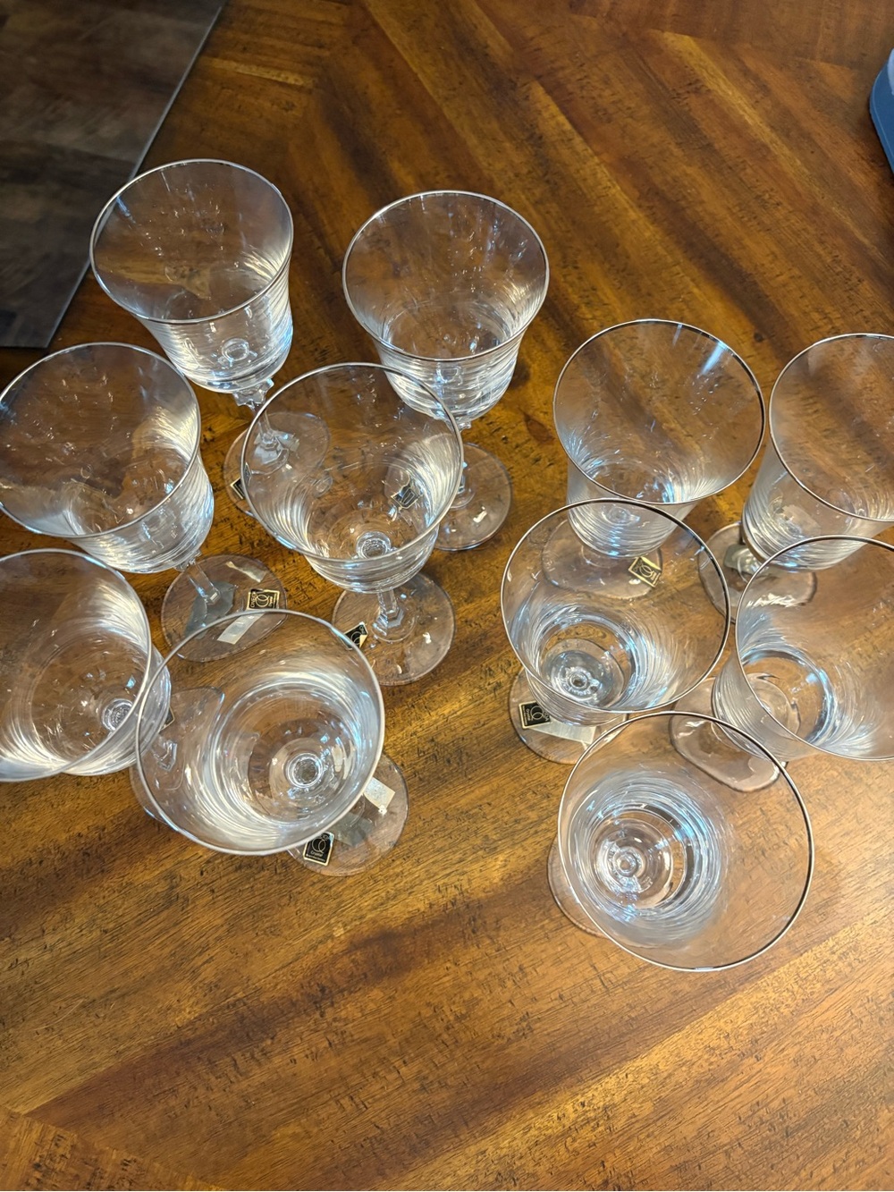 Oneida Crystal Glass Set with Silver Rim - Picture 2 of 5